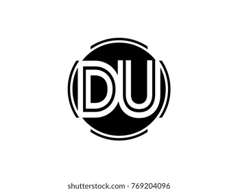 DU letter logo round black