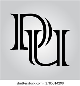 DU letter logo with white background.The nice black letter logo.