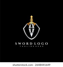 DU carta monograma de luxo para escudo e espada estilo imagem