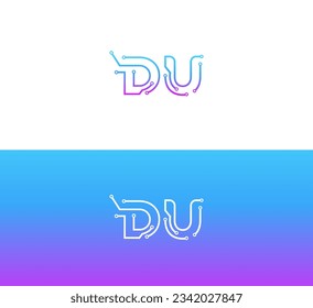 DU, DU letter minimalist logo design template. Technology DU, UD letter logo.