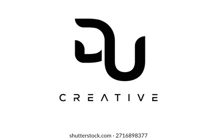 Logotipo del monograma de la letra del DU para la identidad creativa moderna de la marca