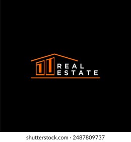 DU letter roof shape logo for real estate with house icon design