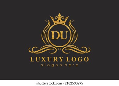 DU Letra Royal Luxury Logo plantilla en vectores de arte para restaurante, Royalty, Boutique, Cafe, Hotel, Heraldic, Joyería, Moda y otras ilustraciones vectoriales.