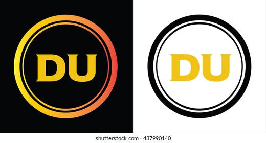 DU letters icon design template elements in abstract background logo, design identity in circle, alphabet letter