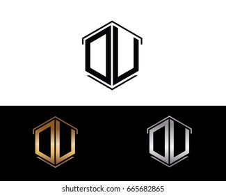 DU letters linked with hexagon shape logo