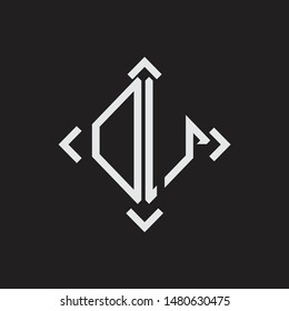 DU Logo Abstrac letter Monogram with Arrow in every side isolated on black background