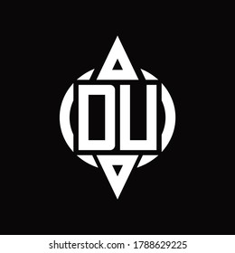 DU Logo with circle rounded combine triangle top and bottom side design template