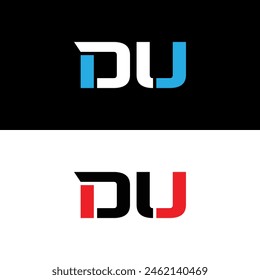 DU logo. D U design. White DU letter. DU,D U letter logo design. Initial letter D U linked circle uppercase monogram logo. letter logo vector design.