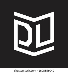 DU Logo Emblem Monogram With Shield Style Design Template Isolated On Black Background