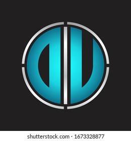 DU Logo initial with circle line cut design template on blue colors