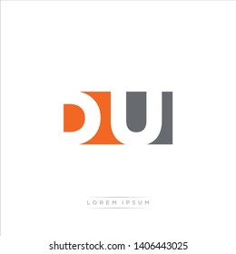 DU Logo Letter with Modern Negative space - Orange and Grey Color EPS 10