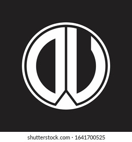 DU Logo monogram circle with piece ribbon style on black background