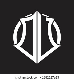 DU Logo monogram with emblem and circle rounded design template