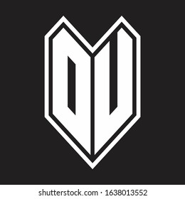 DU Logo monogram with emblem line style isolated on black background