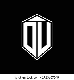 DU logo monogram with emblem shape combination tringle on top design template