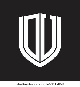 DU Logo monogram with emblem shield design isolated on black background