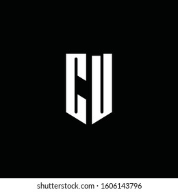 DU logo monogram with emblem style isolated on black background