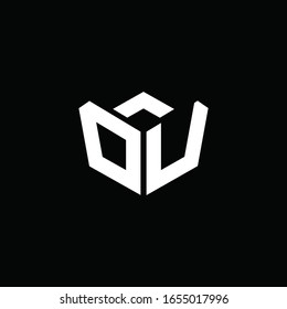 DU logo monogram with emblem style ribbon design template