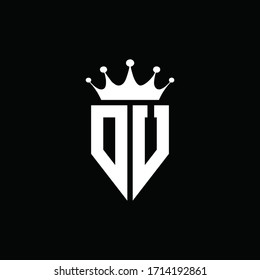 Estilo de emblema monograma del logotipo de DU con plantilla de diseño de forma de corona