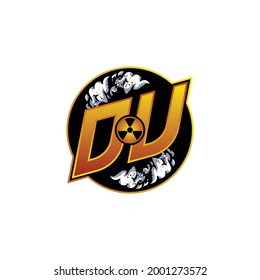 DU Logo Monogram Gaming with Gas Shape designs template vector icon modern