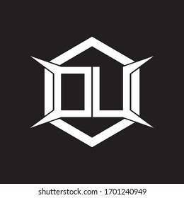 DU Logo monogram with hexagon and four taper shape design template