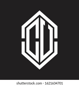 DU Logo monogram with hexagon shape and outline slice style with black and white