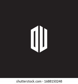 DU Logo monogram with hexagon shape style design template isolated on black background