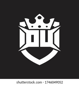 DU Logo monogram isolated with shield and crown design template
