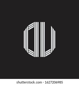 DU Logo monogram with outline style linked isolated on black background