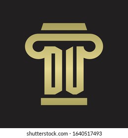 DU Logo monogram with pillar style design template with gold colors
