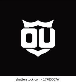 DU Logo monogram with shield around crown shape design template