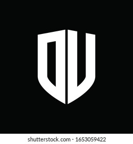 DU logo monogram with shield shape design template