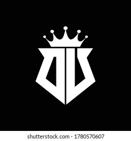 du logo monogram shield shape with crown design template