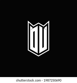 DU Logo monogram with shield shape designs template vector icon modern