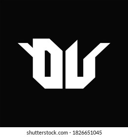 DU Logo monogram with single wings design template on black background