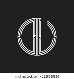 DU Logo monogram triple ribbon style line design template isolated on black background