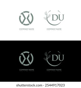 DU minimalista e design de conjunto de logotipo clássico. Vetor de forma circular monograma de DU. DU design exclusivo.
