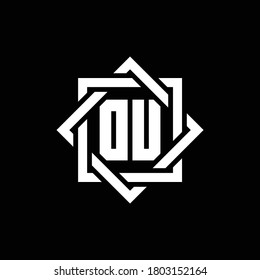 DU monogram logo with abstract square around design template