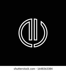 DU monogram logo circle ribbon style outline design template