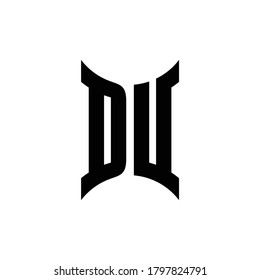 DU monogram logo with curved side design template