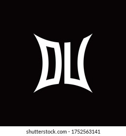 DU monogram logo with sharped shape design template isolated on black background