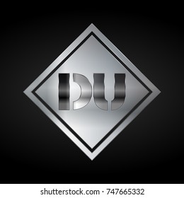 DU Monogram, Silver Logo, Metal Logo, Luxury, Elegant, Abstract, square