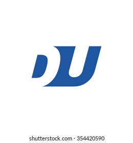 DU negative space letter logo blue