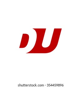 DU negative space letter logo red