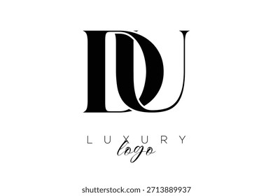 Logotipo de la tipografía del monograma de la letra de DU Serif para la identidad elegante de la marca de Premium