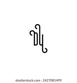 DU simple curved concept initial logo design black and white background