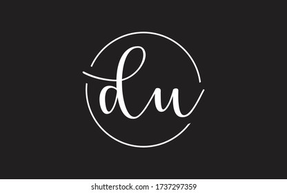 du or ud Cursive Letter Initial Logo Design, Vector Template