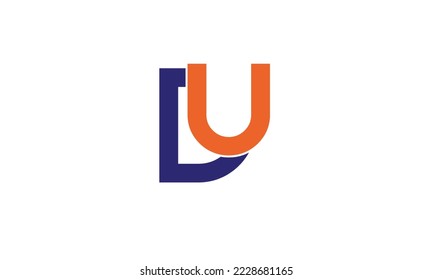 Monograma con logotipo DU, UD, D, U con azul y naranja 