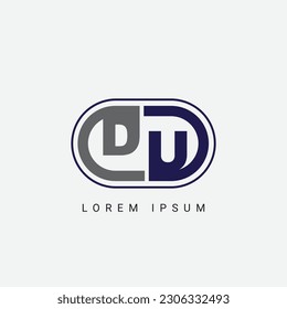 Diseño de logotipo de carta DU o UD con diseño de logotipo inicial de carta de corte creativa