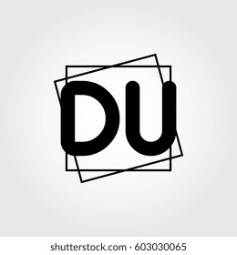 du uppercase initials square frame business logo